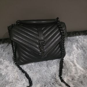 Yves Saint Laurent Black Chevron Shoulder Bag
